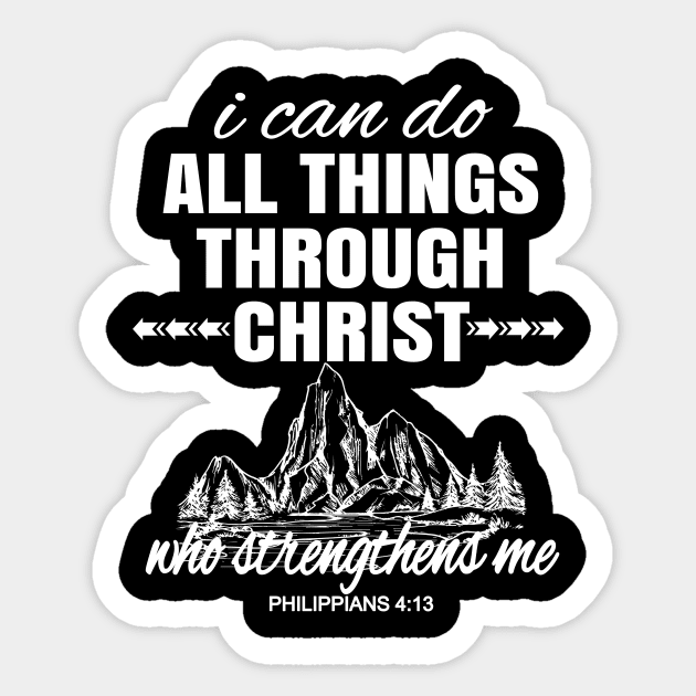 Philippians 4:13 Christian Bible Verse Mountain Men Women Sticker by Kimmicsts
